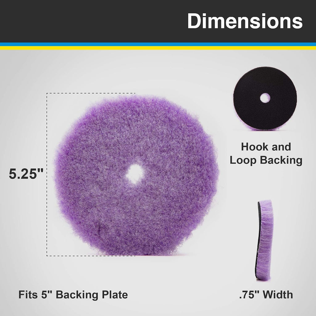 Purple Foamed Wool 5.25" (1-Pack) Combination Wool and Foam pad. Perfect for Compounding or Polishing. Fits 5"