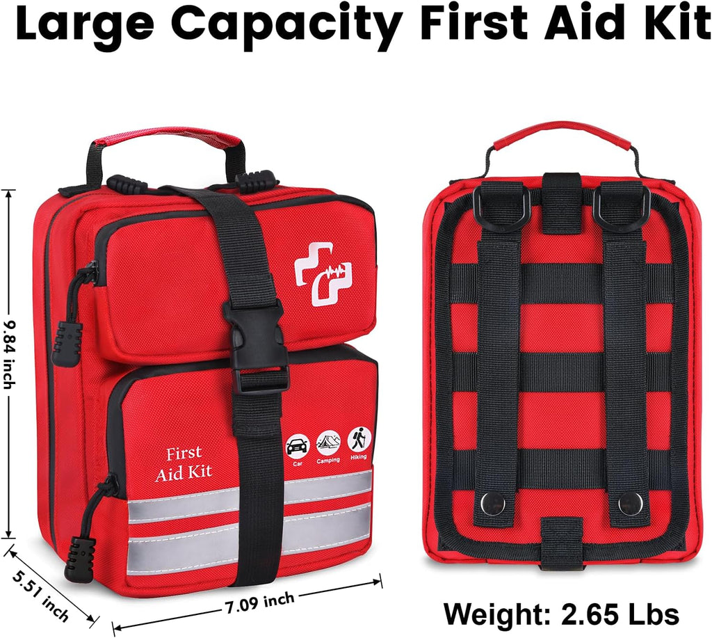 450 Piece Premium First Aid Kit, Water-Resistant Emergency Medical Kit with MOLLE System for Car, Home, Travel