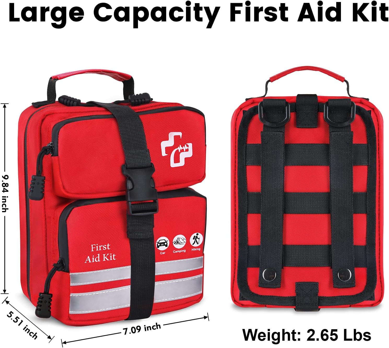 450 Piece Premium First Aid Kit, Water-Resistant Emergency Medical Kit with MOLLE System for Car, Home, Travel