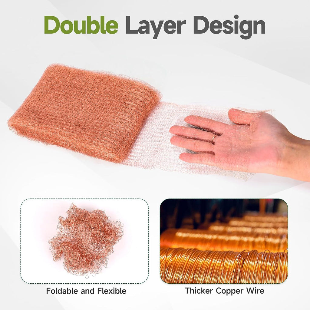5th Gen Copper Mesh Rodent Control Set, 4in x 30ft Premium Pure Copper Wool | Rustproof Mesh Roll for Mice Slug Snail