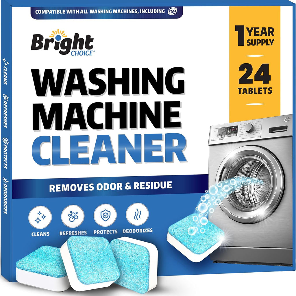 Washing Machine Cleaner Tablets 24 Pack - Deep Cleaning Tablets for Front & Top Load, Works With HE Washers, Removes