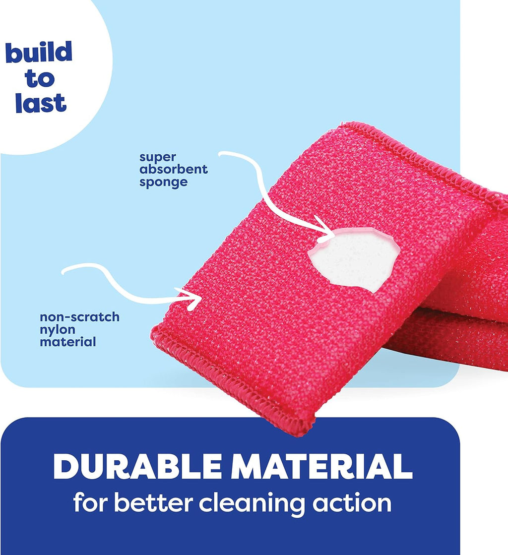 Multi-Purpose Scouring Pad - Non-Scratch Cleaning Sponges for Pots, Pans, Dishes, Utensils & Non-Stick Cookware
