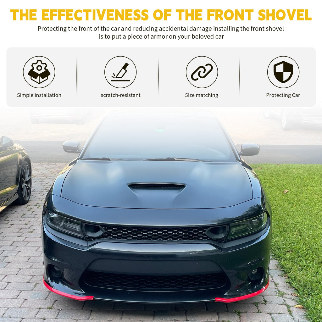 Dodge Charger Front Lip Spoiler Splitter for 2015-2024, Red Front Bumper Lip Kit Compatible with Charger SRT 392/Scat