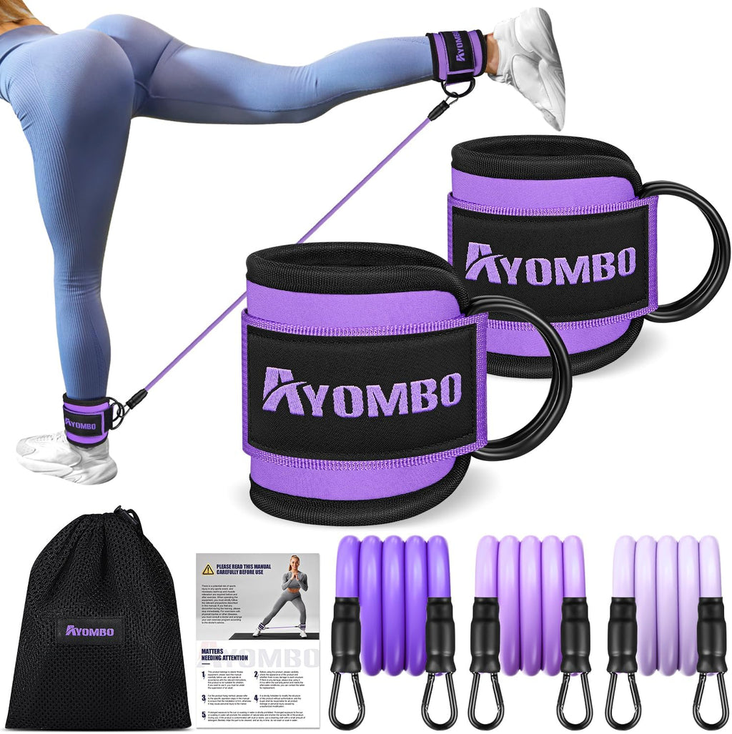Ankle Resistance Bands with Cuffs, Home Gym Workout Equipment, Lifting Glute Butt Exercise Equipment for Women, Ankle