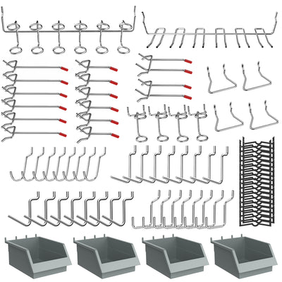 Pegboard Hooks Set, Peg Board Organizer Accessories with Bins