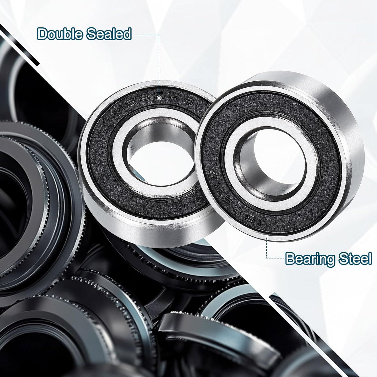 uxcell 4pcs 1622-2RS Deep Groove Ball Bearing 9/16" x 1-3/8" x 7/16" ABEC 3