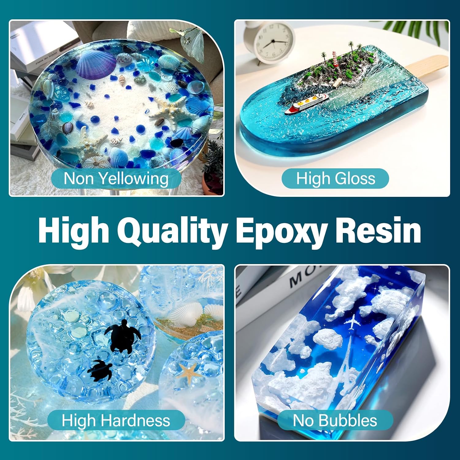 51OZ Deep Pour Epoxy Resin for 2-4 inch Pour | Bubble Free, Low Odor,2:1mix ratio, Low Viscosity Casting Resin for