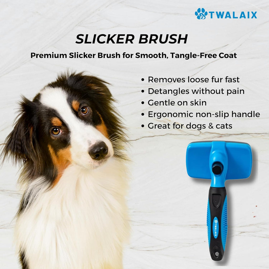 6 in 1 Pet Grooming Kit for Dogs & Cats - Deshedding Brush, Undercoat Rake, Slicker Brush, Nail Clipper, Nail File &