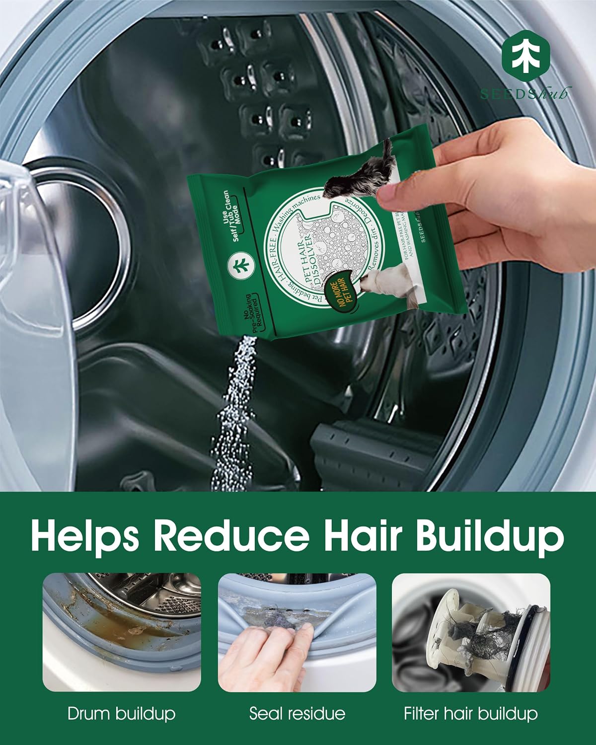 Washing Machine Cleaner for Pet Hair, 6-Month Supply