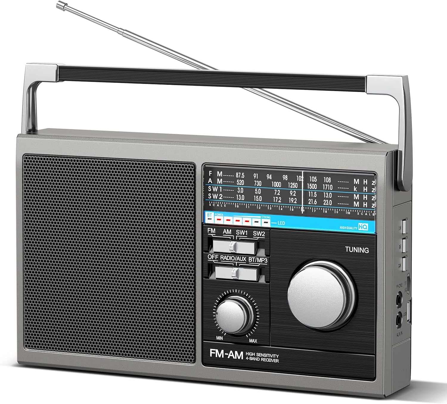 Portable AM FM Radio, Shortwave Transistor Radio with Best Reception, Battery Operated or AC Power Retro with Big