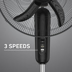 18" Oscillating Stand Fan 3-Speed Adjustable Height 30° Tilt