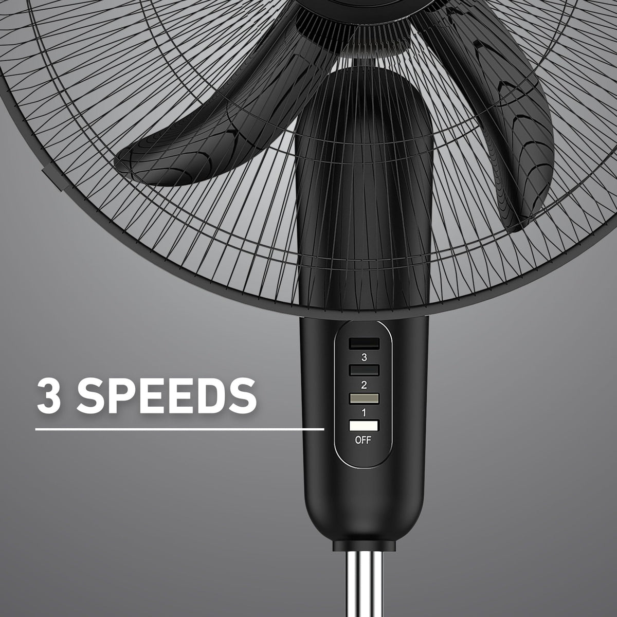 18" Oscillating Stand Fan 3-Speed Adjustable Height 30° Tilt