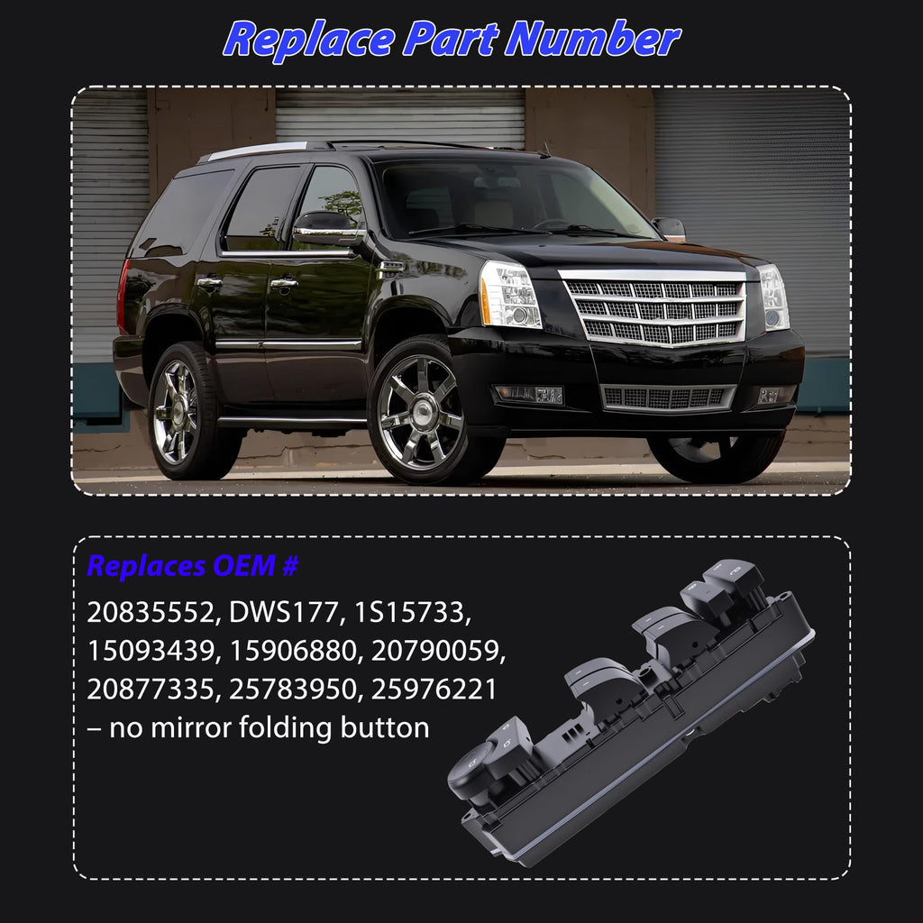 Power Window Switch for Silverado Tahoe 2007-2014 20835552