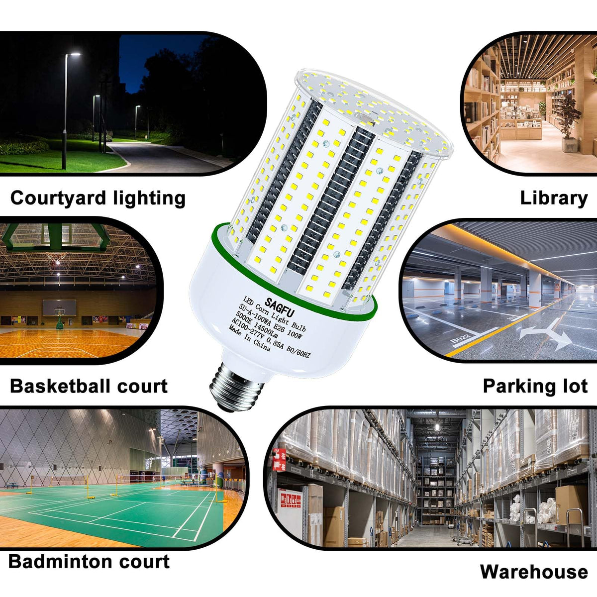100W LED Corn Light Bulb,LED Corn Bulb 5000K Daylight White,2-Pack 1000W Equivalent, Super Bright,E26 E39 Base for