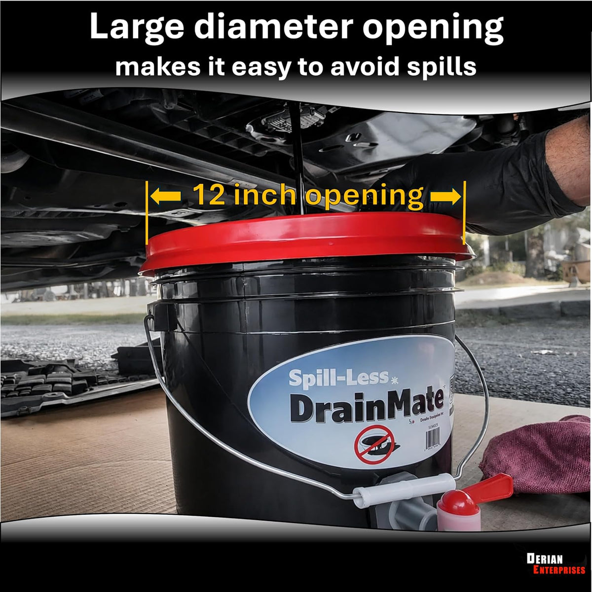 Spill-Less DrainMate 14 Quart Oil Drain Pan/Container - Made in USA
