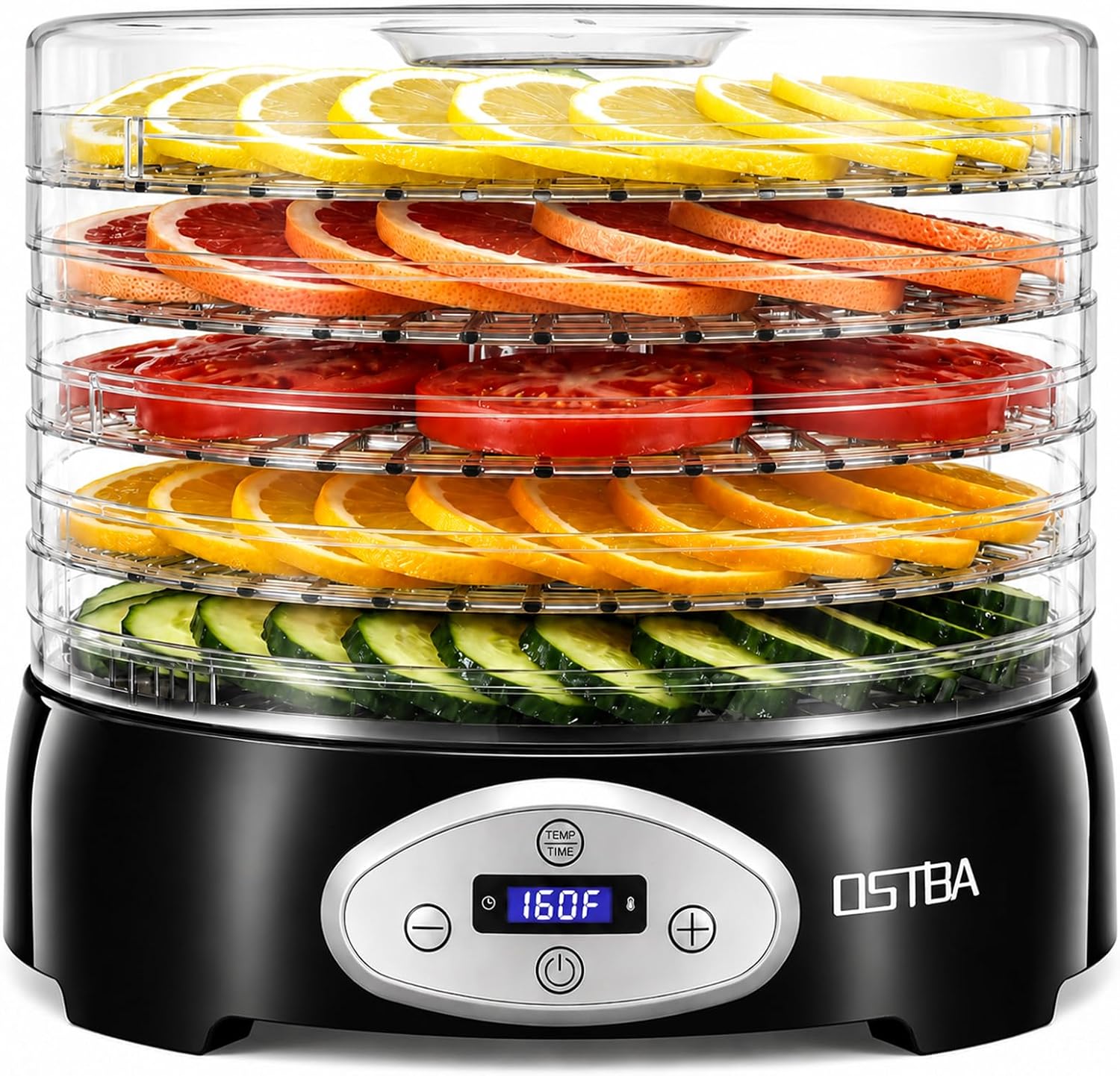 Food Dehydrator, 5 BPA-Free Trays, Adjustable Temp, 48H Timer, 420W