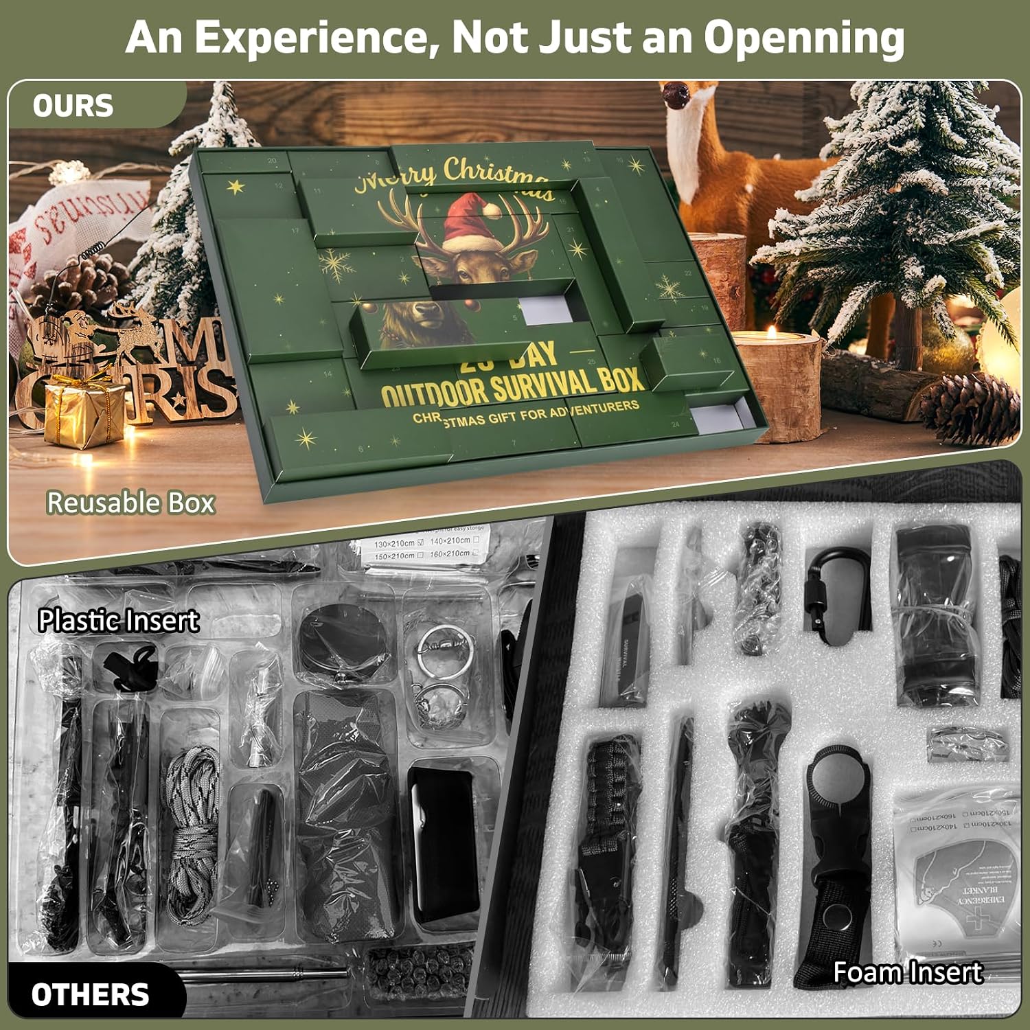 Survival Kit Advent Calendar -25 Days Christmas Countdown Calendar Emergency Survival Gears, Gift for Teen & Adult