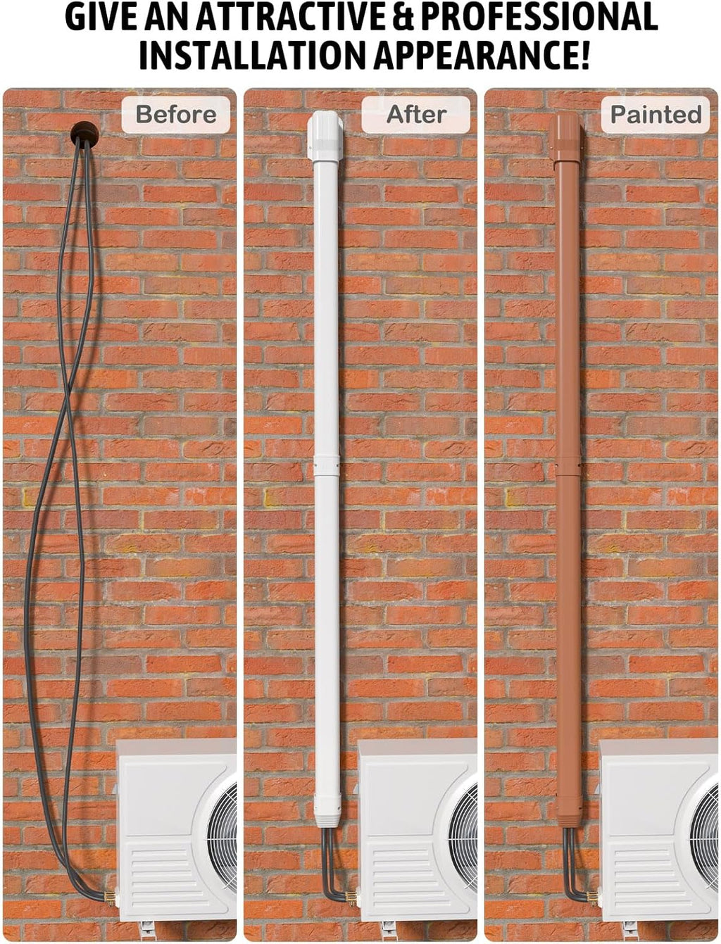 3" 25Ft Mini Split Line Set Cover, PVC AC Line Hide Kit for Lineset Covers | with Flexible Duct, Paintable