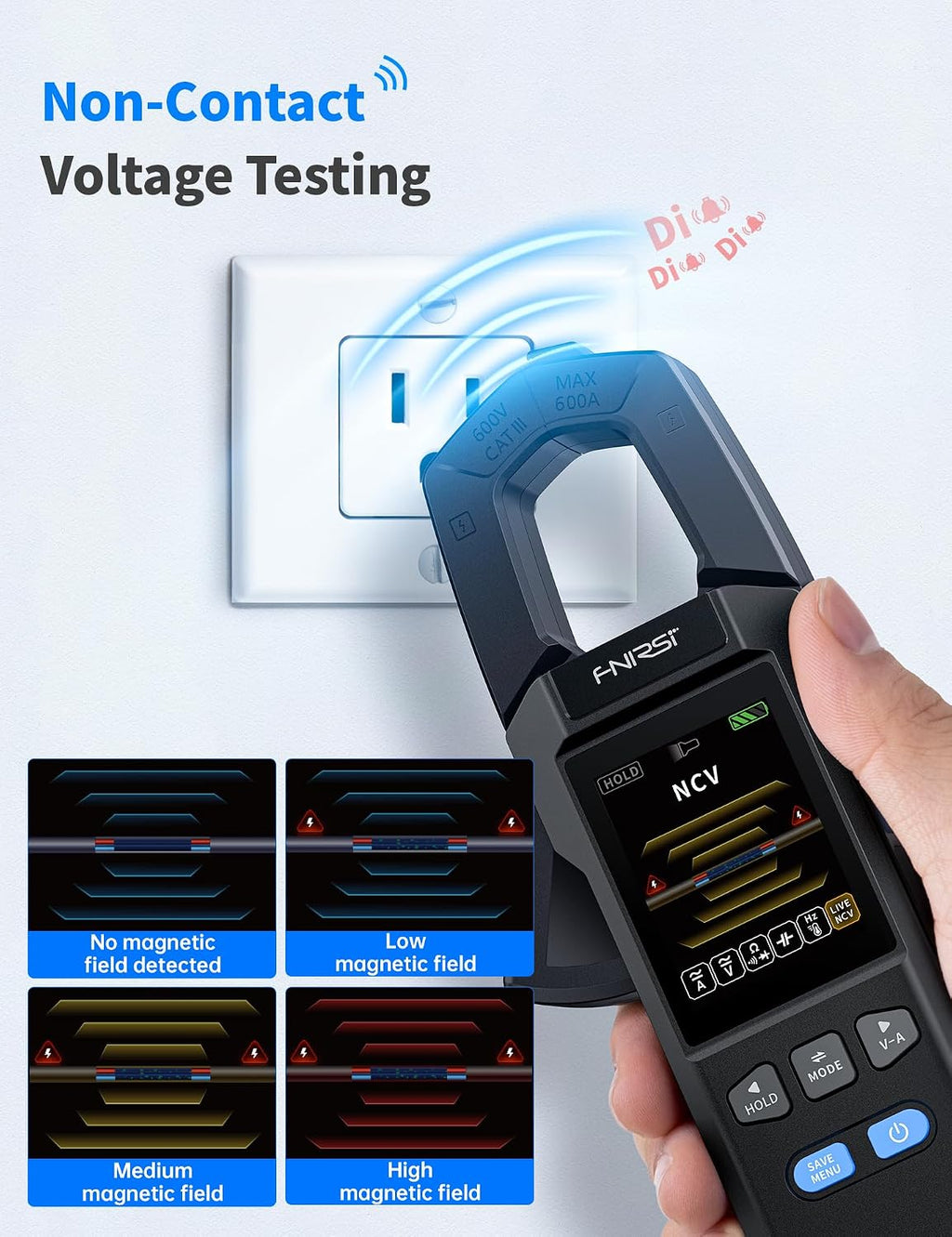 FNIRSI DMC-100 Clamp Meter 9999 Counts TRMS, 600A AC/DC Amp Meter