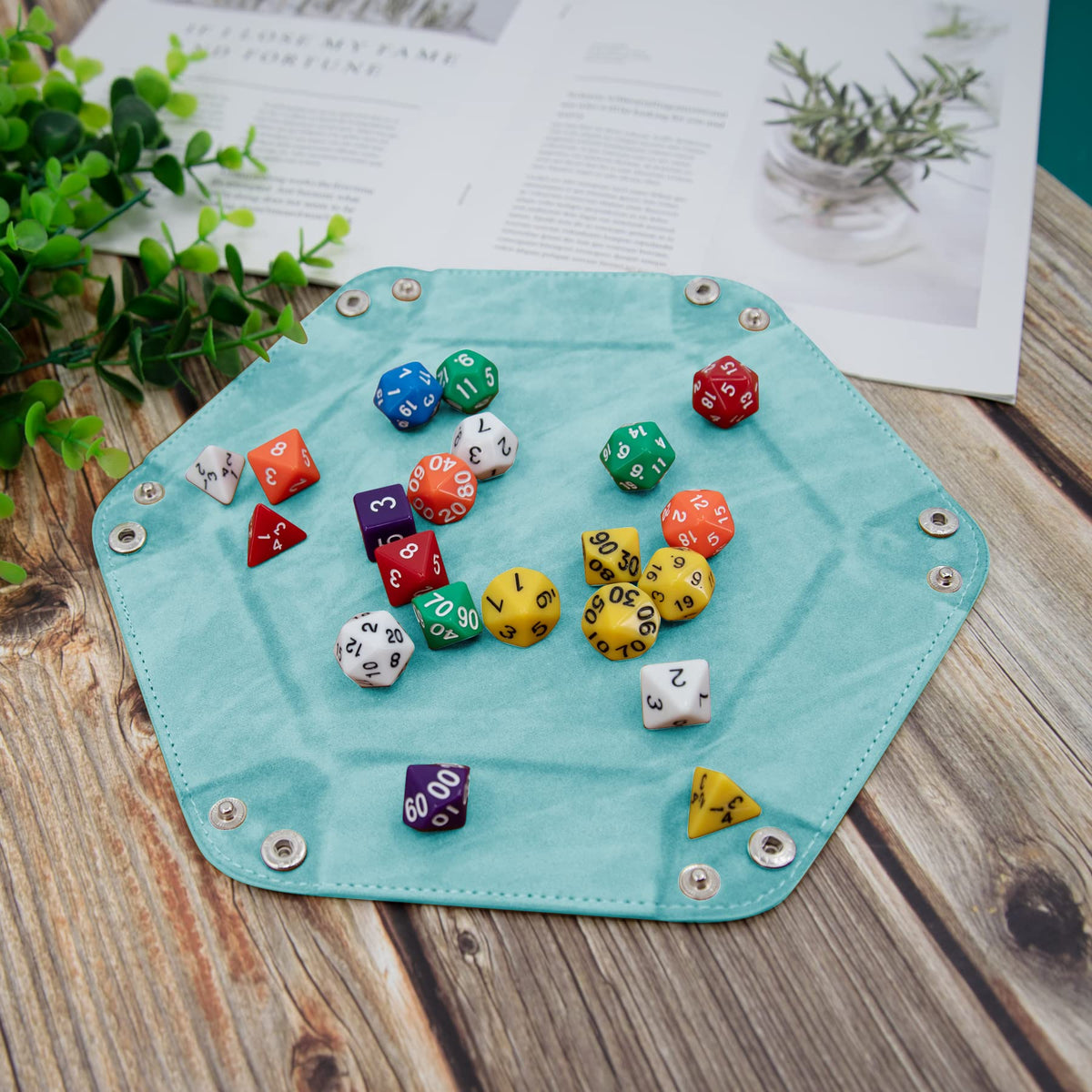 2 Pcs Dice Tray PU Leather Dice Trays Folding Hexagon Dices Holder