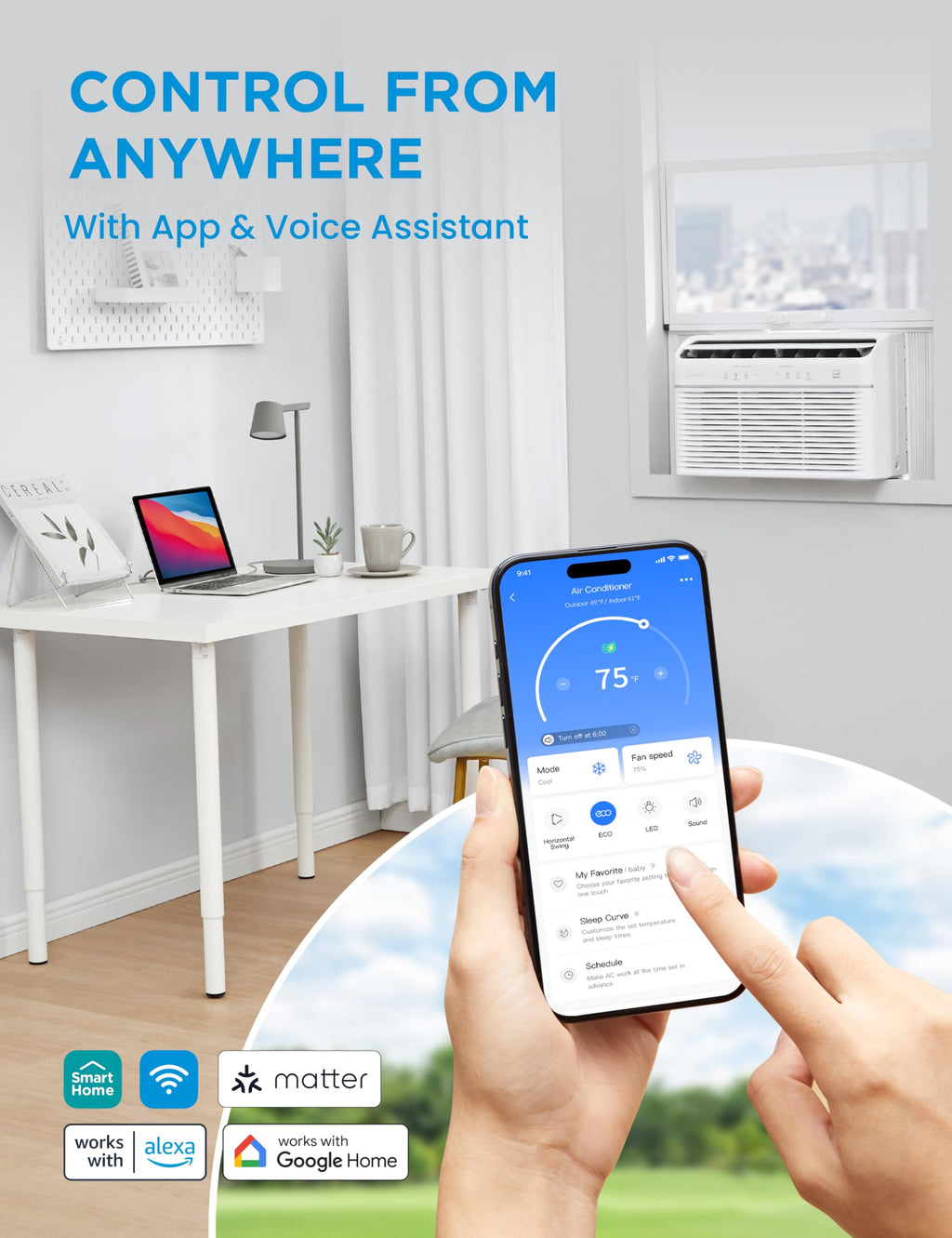 7,800 BTU Window Air Conditioner, Inverter Technology, 340 Sq Ft