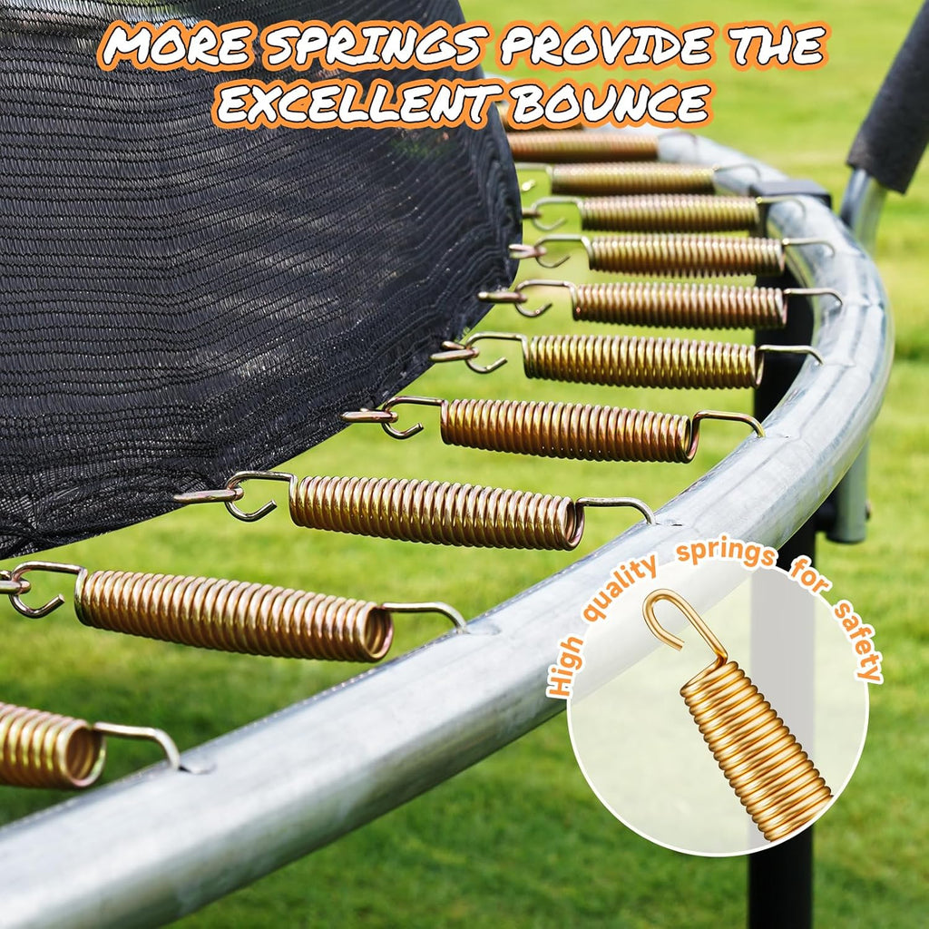10FT 12FT 14FT 15FT 16FT Outdoor Trampoline with Enclosure Net, Heavy Duty Yard Trampolines, ASTM Approval