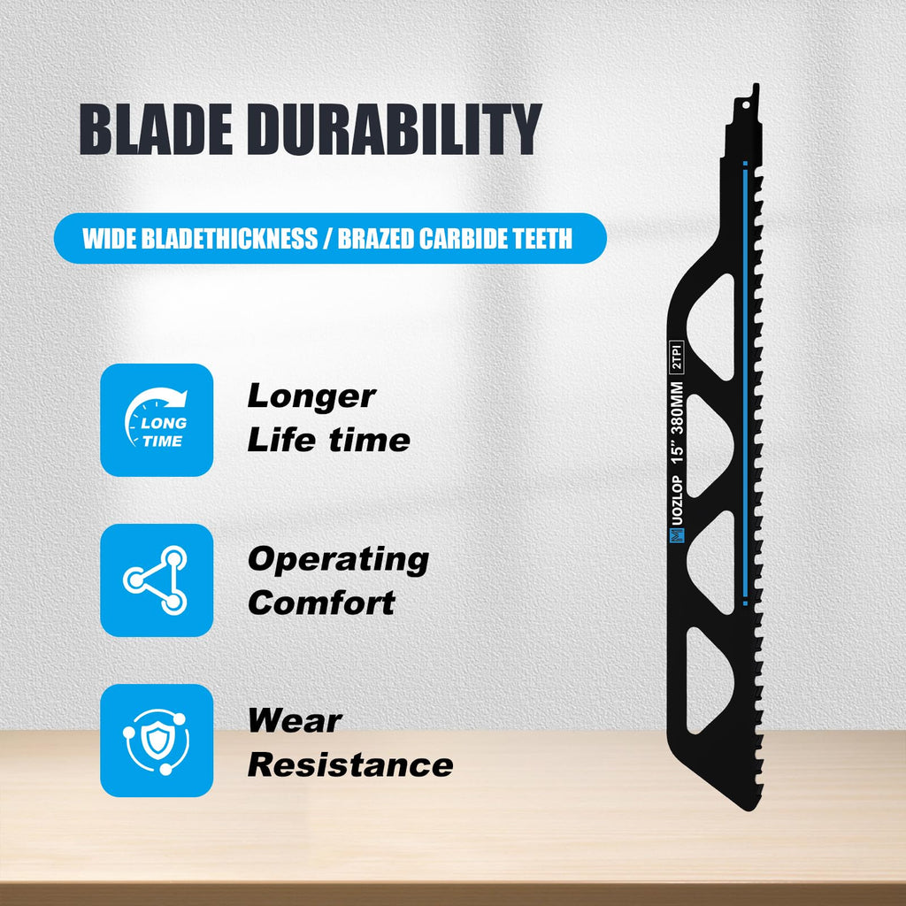 MUOZLOP 2TPI 15inch 5Pack Masonry Reciprocating Saw Blades