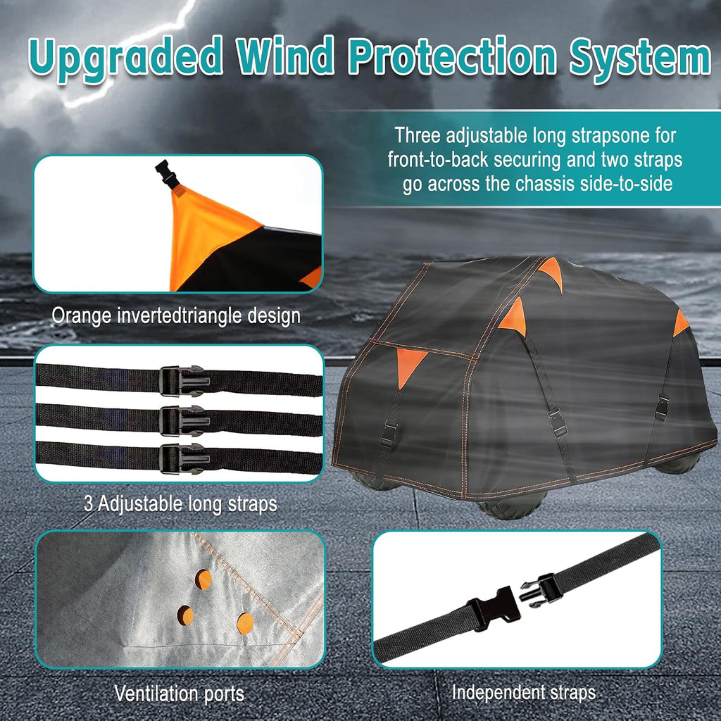 900D ATV Cover Outdoor Storage with Vents for Polaris Sportsman 500 550 | 91'' Large ATV Covers with 3 Wind-Proof