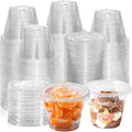 50 Sets 9 Oz Clear Disposable Plastic Portion Cups With Lids, Party, Picnic