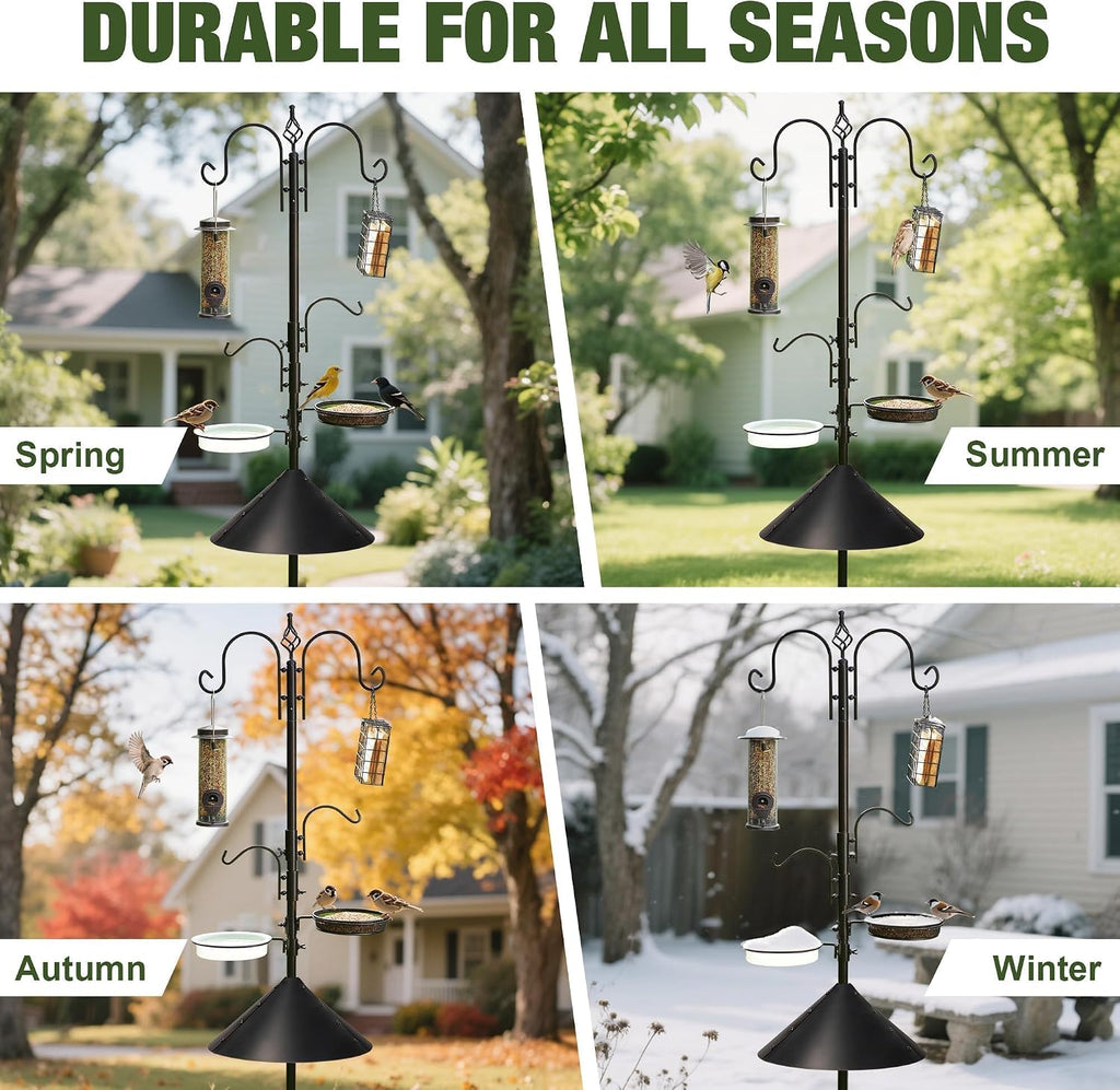 Bird Feeders Bird Feeding Station Kit Bird Feeding Pole Wild Bird Feeder Hanging Kit with Squirrel Guard Baffle Suet