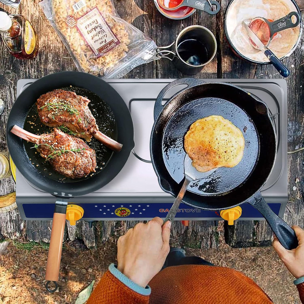 2 Burner Propane Stove, [20000 BTU] Portable Camping Gas Cooktop with Auto Ignition, Stainless Steel Outdoor Cooker