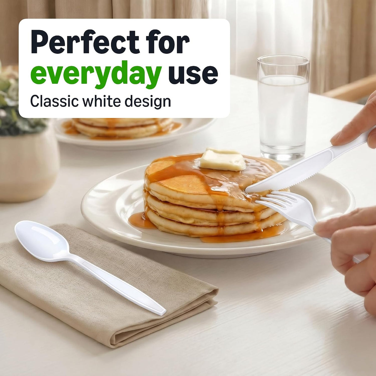 Disposable Everyday White Assorted Cutlery Set, 360 Count, Large Combo Pack, Forks, Spoons, and Knives