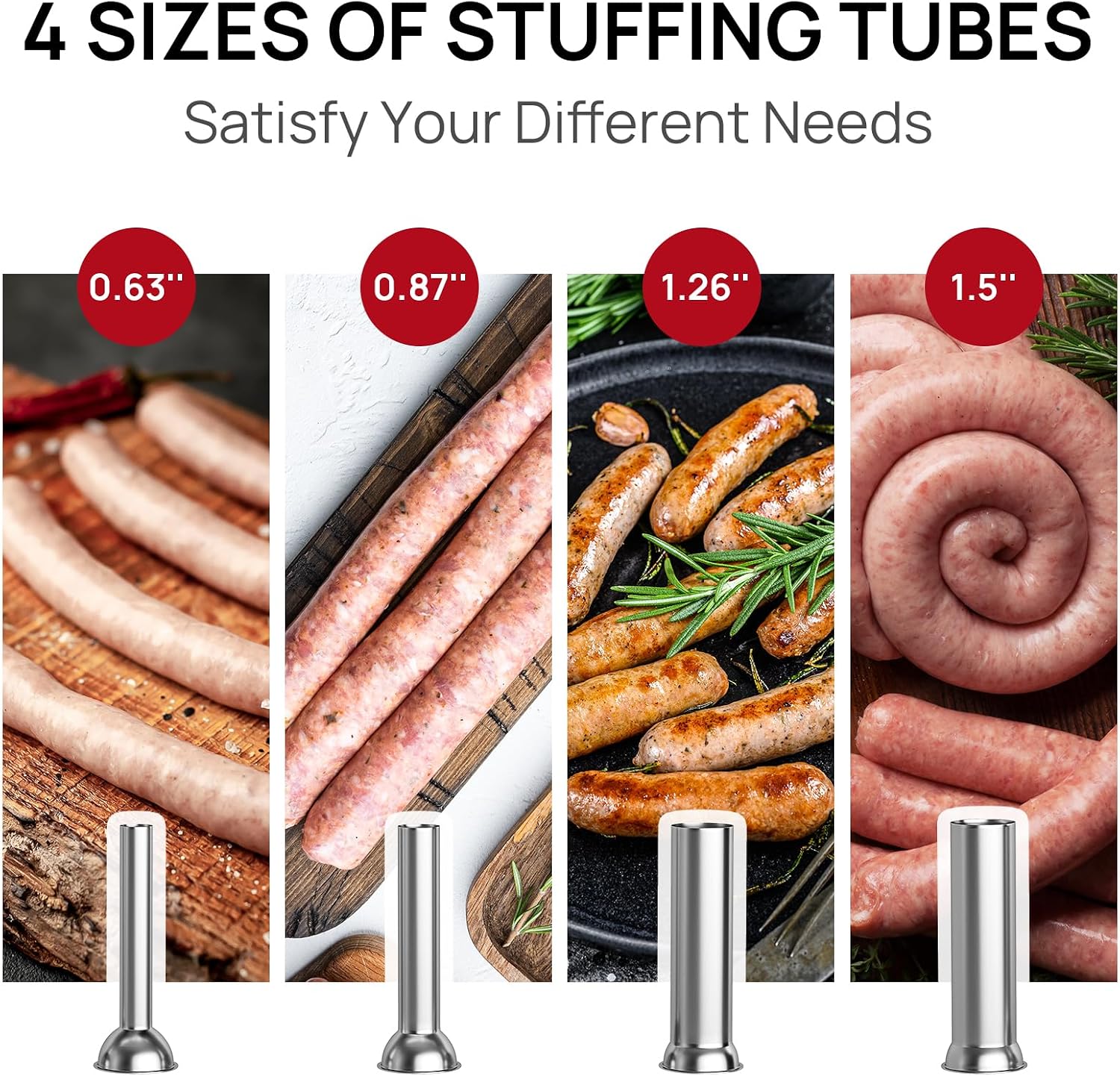 Horizontal Sausage Stuffer 3L / 7LBS,Manual Sausage Stuffer Machine,Stainless Steel Dual-Speed Sausage Maker with 4