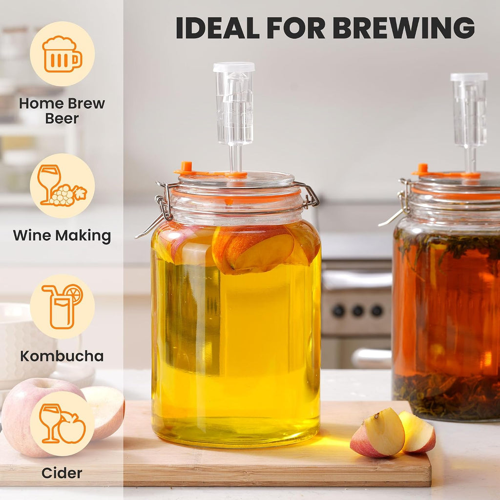 1 Gal Fermentation Kit, Jars, Weights & Airlocks, 2 Pack | Perfect for Sauerkraut, Kimchi, Kombucha and Pickles