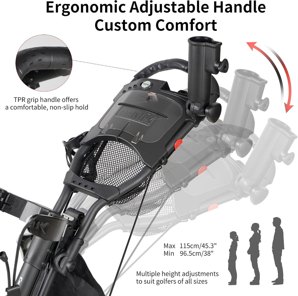 CaddyLite ONE-Swivel V8 Golf Push Cart - Lightweight 3 Wheel Foldable Cart with One-Click Folding, 360° Swivel Front
