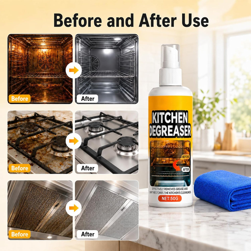 GreaseKiller BBQ Grill Cleaner Spray, Kitchen Surface Degreaser, Kitchen Spray Cleaner and Degreaser, Multi-Surface