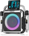 Portable Karaoke Machine, with 2 Wireless Microphones & LED Lights | Bluetooth Party Speaker with Loud Subwoofer