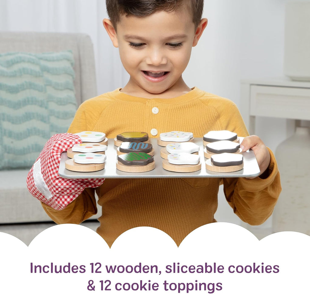 Melissa & Doug Slice & Bake Cookie Set with Wooden Play Food, Colorful Toppings & Play Kitchen Accessories, Preschool