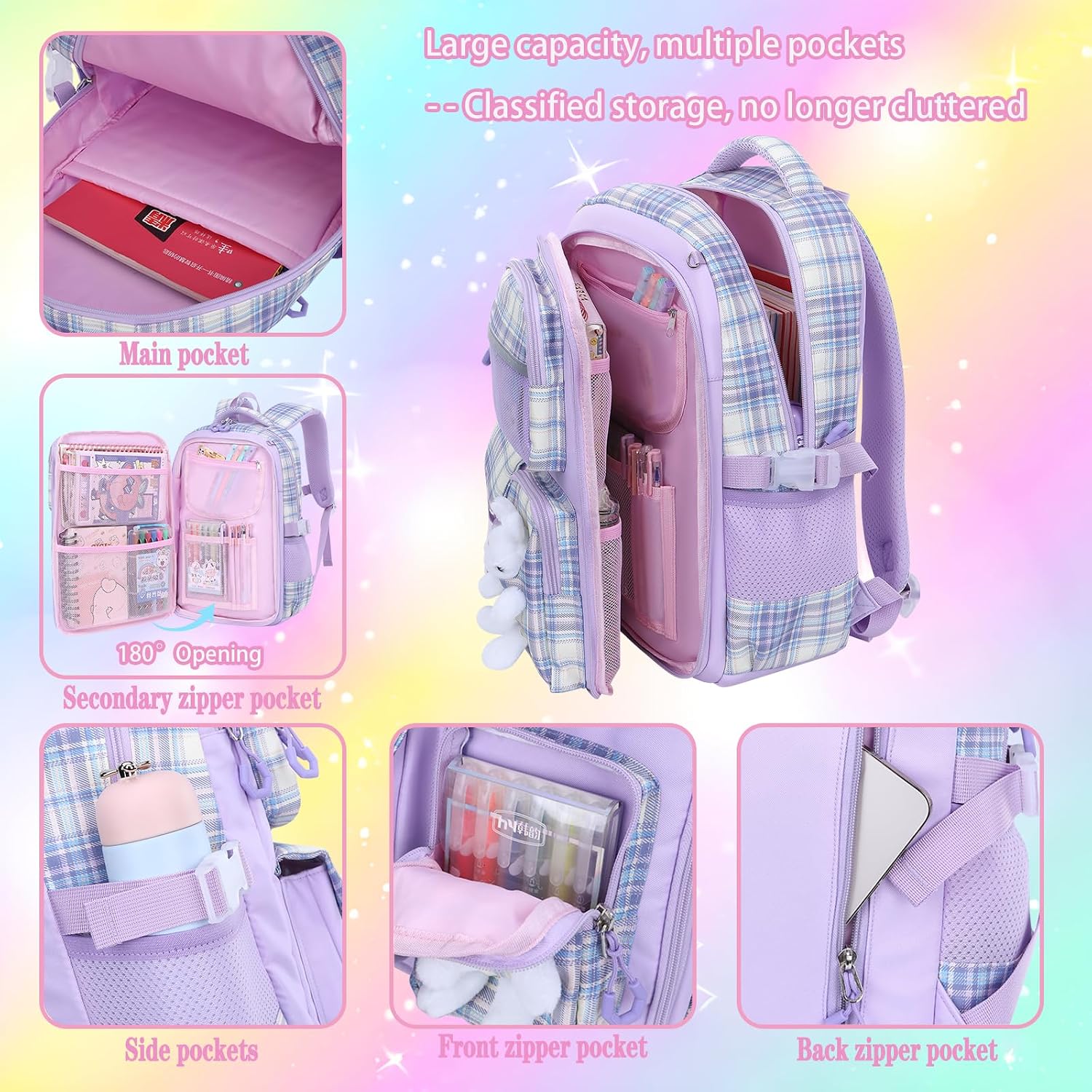 Girls Backpack Set,Cute Kids School Backpack For Girls,Childrens Schoolbag For Elementary Primary