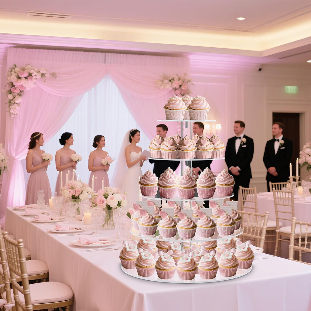 5 Tier Cupcake Stand, Large Round Acrylic Cupcake Tower for Wedding