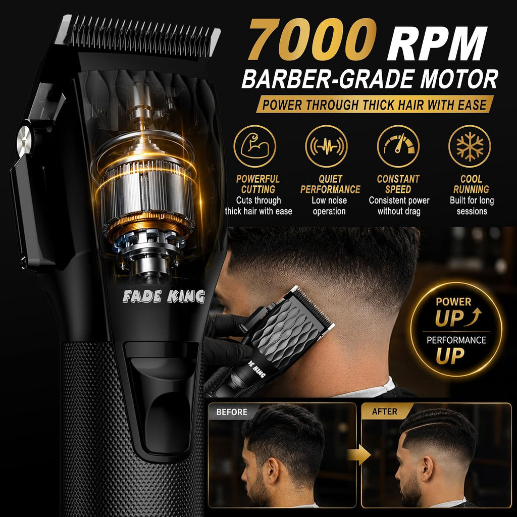 Hair Clippers for Men, Cordless Barber Clipper & Trimmer Set | 7000RPM High-Speed Motor, Titanium Fade Blade, Ceramic