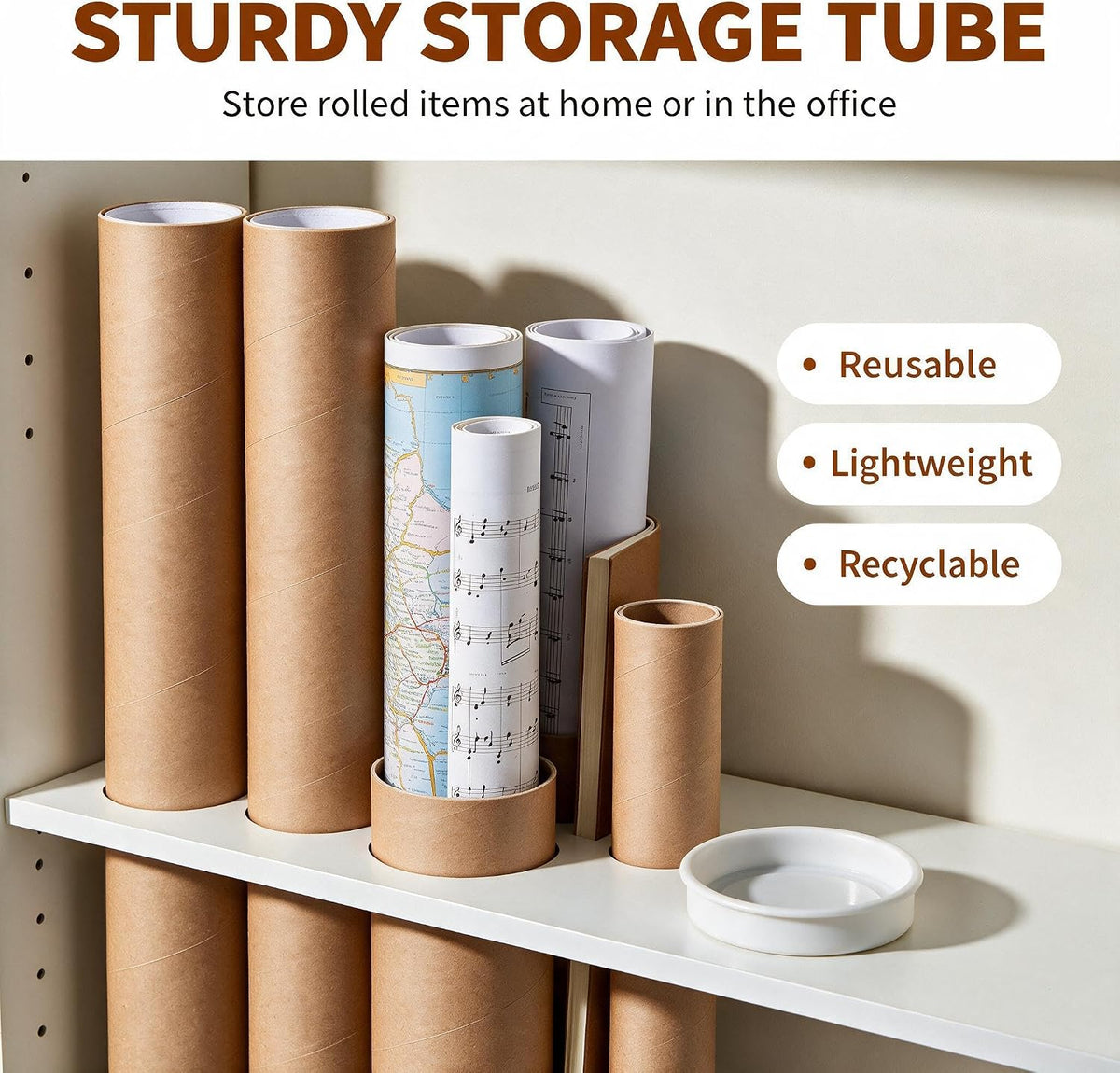 3"x15" Mailing Tubes with Caps, 8 Pack Cardboard Shipping Tube