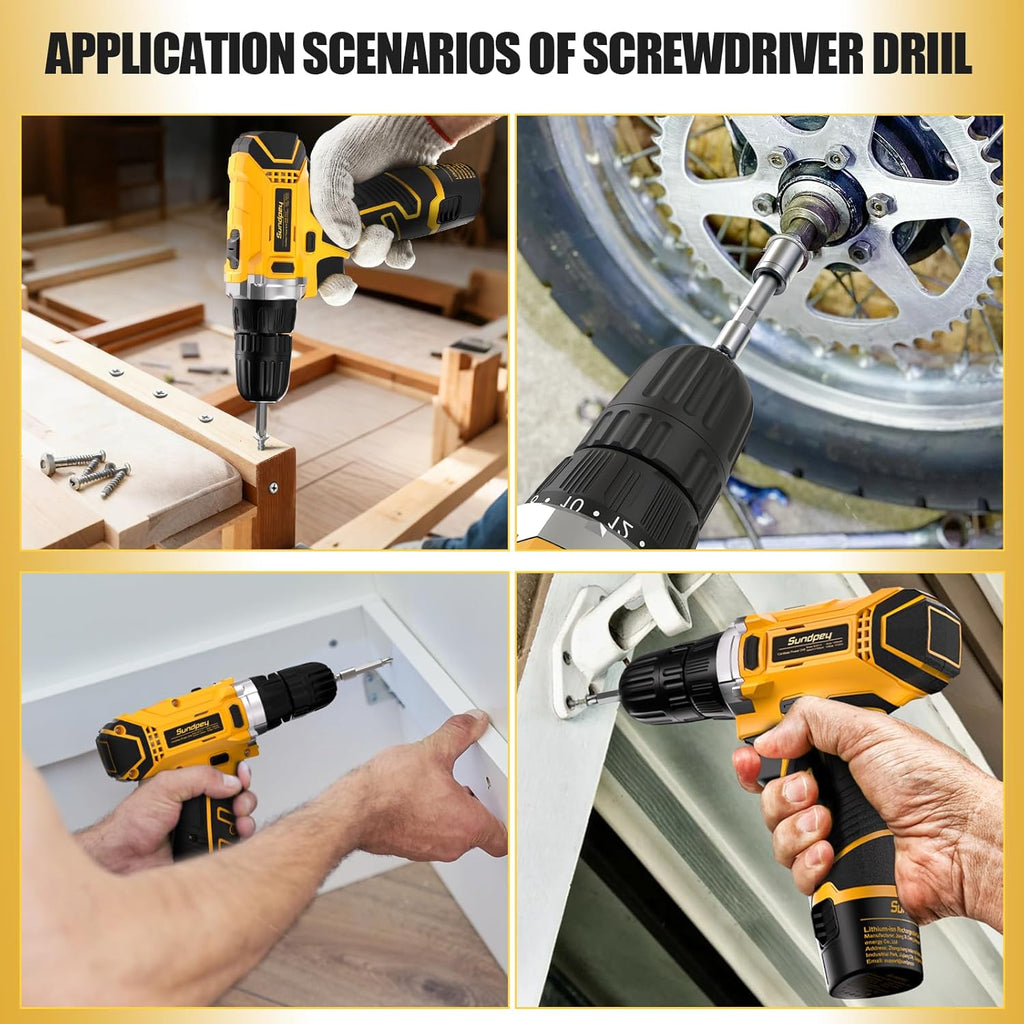 Home Tool Kit with Drill - 166-Piece General Basic Home Repair Tool Set with 12V Cordless Power Drill & Battery &