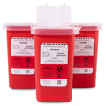 1 Quart Sharps Container (3-Pack) for Needle & Syringe Disposal | Small & Portable, Built-In Needle Removal Port