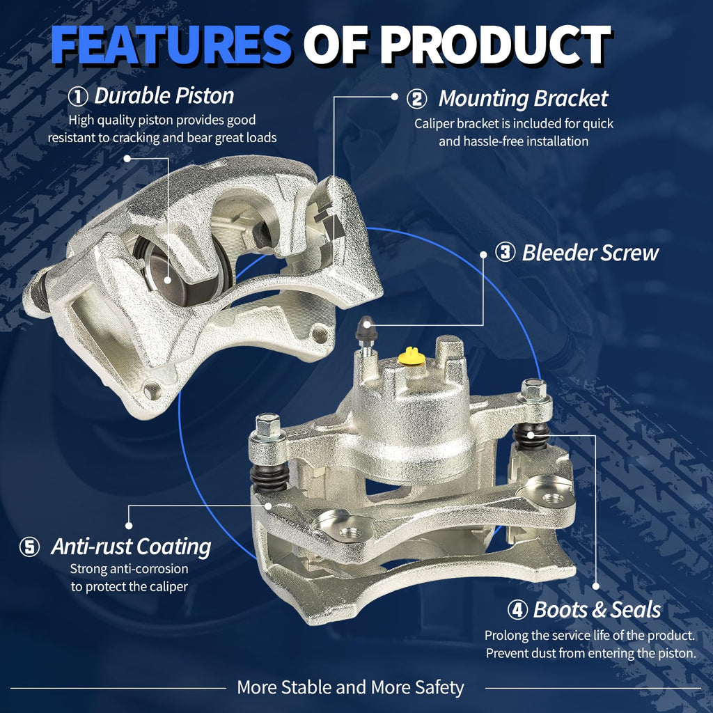 Maxfavor Front Side Disc Brake Calipers Replace OE 18B5033 18B5032