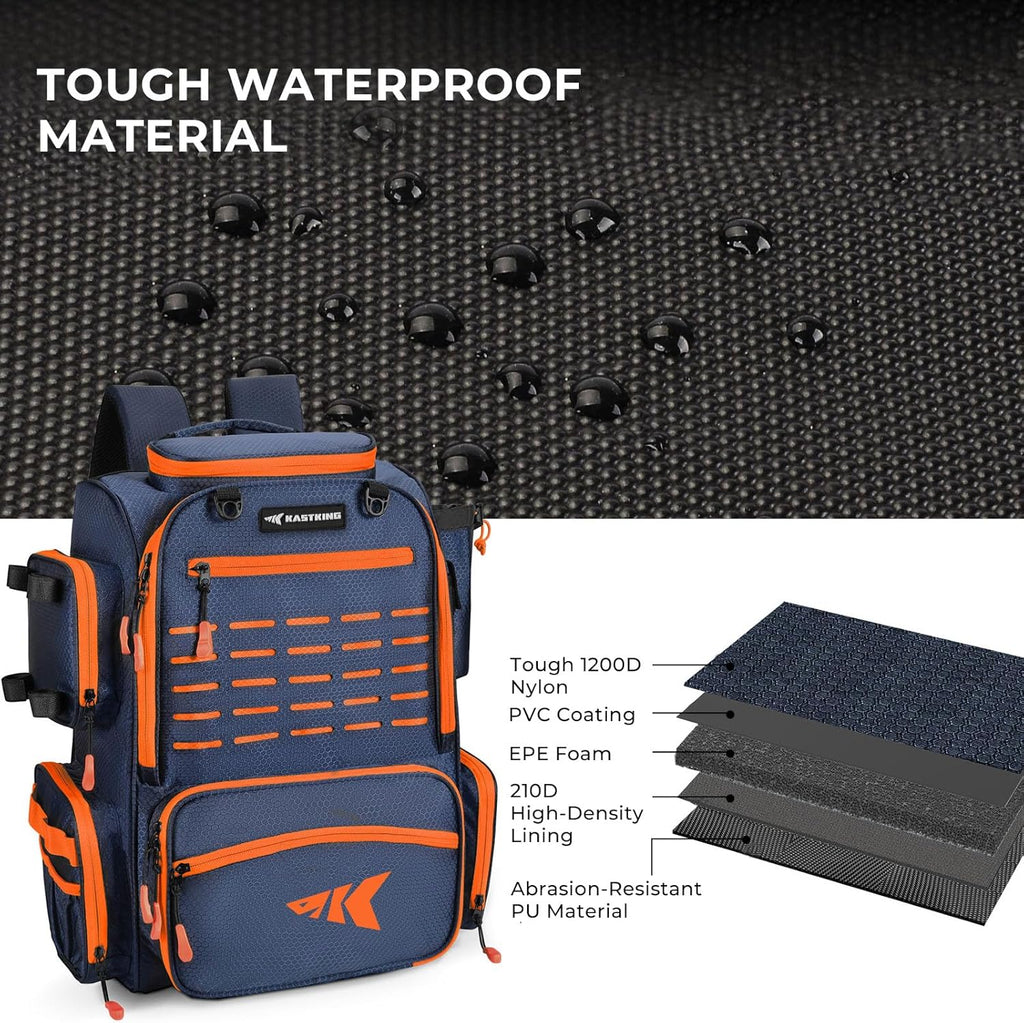 Bait Boss Fishing Tackle Backpack with Rod Holders-4 Tackle Boxes-Rain Cover,Storage for Fishing Gear