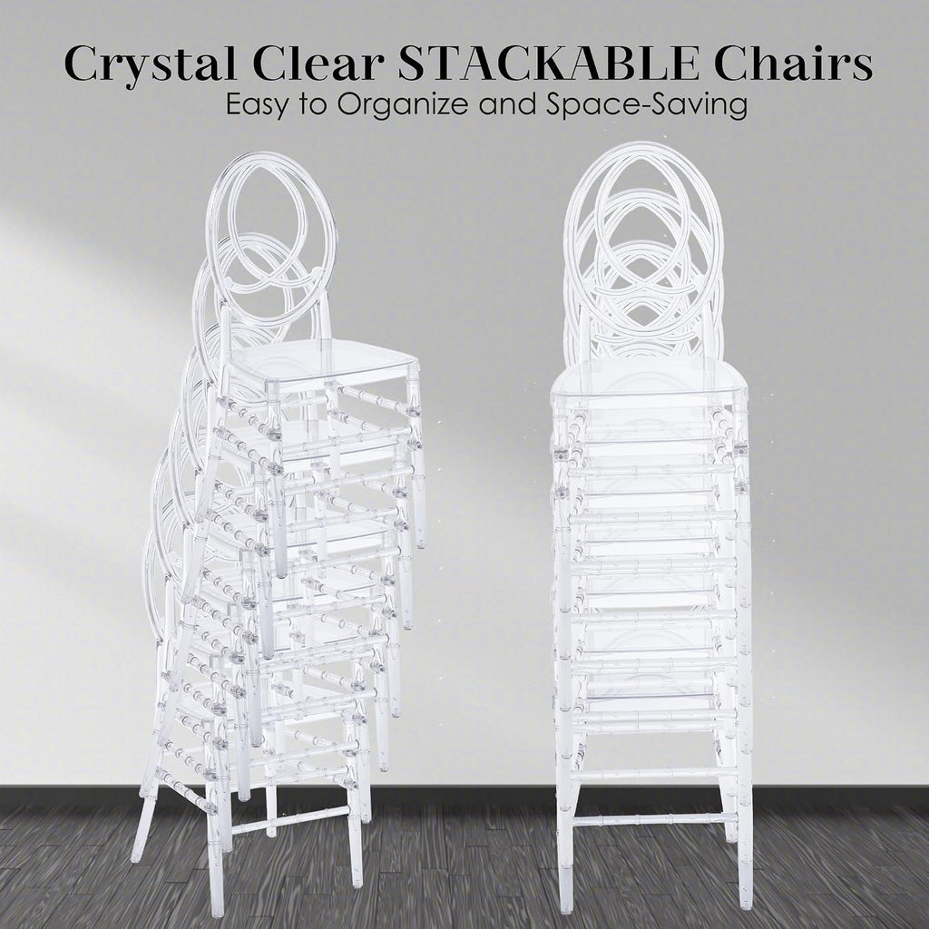 Clear Acrylic Chiavari Chairs, Modern Dining Chairs Set of 24, Accent Event Ghost Chairs for Wedding Party Event