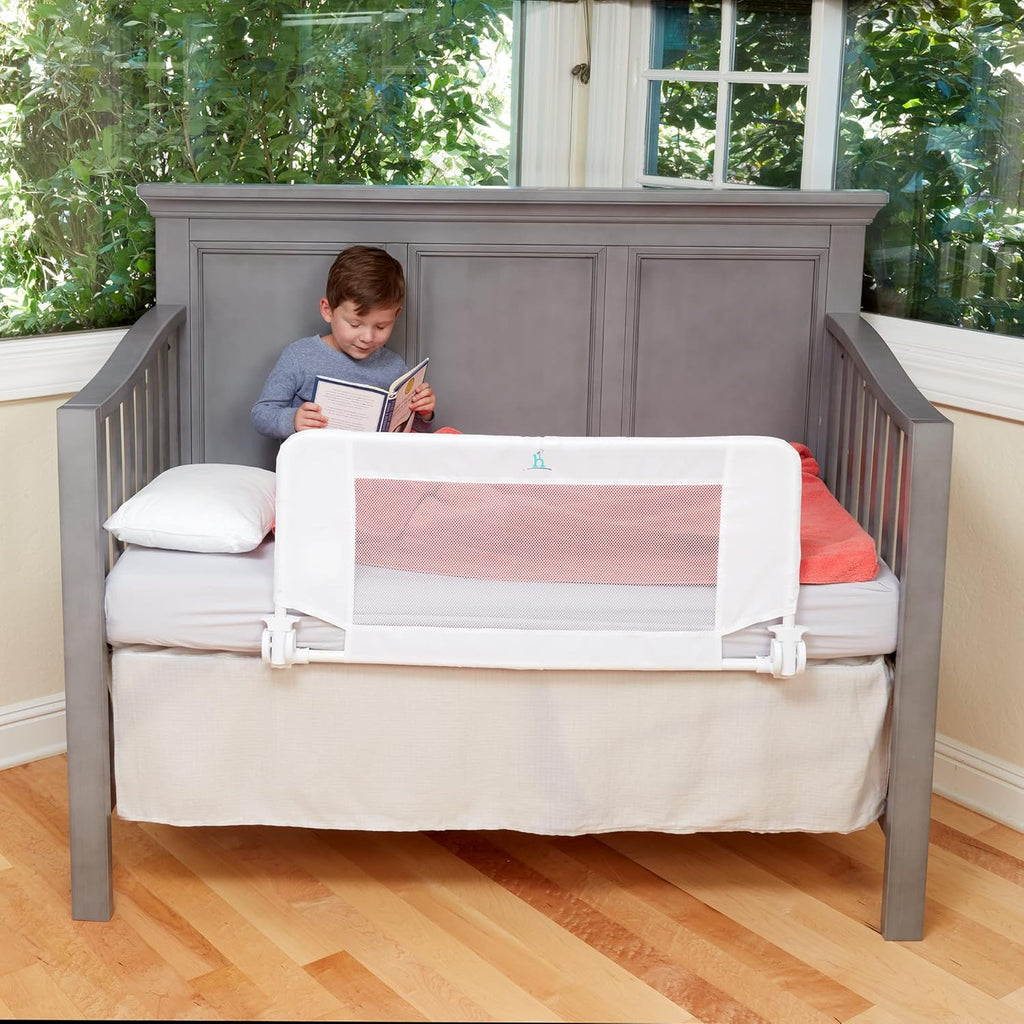 Convertible Crib Bed Rail for Toddlers, Crib Rail Guard with Reinforced Anchor Safety