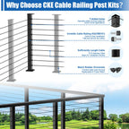 36" Cable Railing Corner Post(Post 35"x2"x2"), L-Drilled Corner Post with Flat Top Mount, Stainless Steel Black