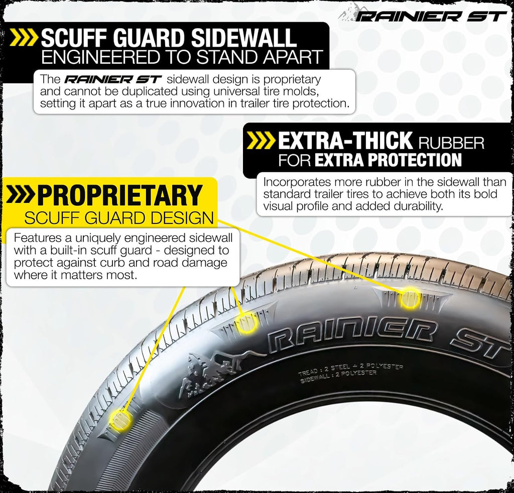 Radial Trailer Tire Rim Assembly ST205/75R15 Load Range C 5 Lug
